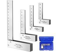 XUNTOP 4Pcs 90° Équerre à Chapeau en Acier au Carbone MM/POUCE Équerre de Menuisier Règle d'Angle Droit pour Menuisier, Charpentier, Travail du Bois