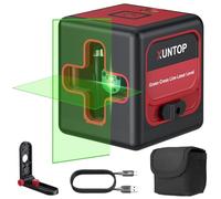 XUNTOP 5-30M Niveau Laser Croix Vert Rechargeable - Traceur Laser Auto-nivelant ±1.5mm IP54 Compact USB-C - Outil de Marquage pour Bricolage Chantier Carrelage Intérieur