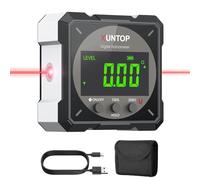 XUNTOP Inclinomètre Numérique 4×90° avec Laser Électronique - Niveau Digital Magnétique 4 Faces Haute Précision ±0,2° IP54 - Outil Rechargeable USB-C pour Menuiserie, Chantier, Décoration Intérieure