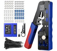 XUNTOP Kit Pince RJ45 Pass Through CAT7 - Pince à Sertir 2/3 Taille Légère, Connecteurs RJ45 Blindés CAT7, Testeur de Câble Ethernet AA, Outils Réseau pour Installation Maison & Atelier