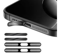 Xunzii 2 Autocollants Anti-Poussière en Maille + 2 Protections pour Boutons de Commande D'appareil Photo pour iPhone 17 Pro Max 6.9", Protection de Haut-Parleur, Films Anti-Rayures, Noir