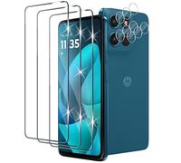 Xunzii 3 Pièces Verre Trempé pour Motorola Moto G57/G57 Power/G67 Power avec 3 Pièces Caméra Arrière Protecteur, Dureté 9H Anti Rayures Protection écran, Ultra HD Sans Bulles Film Vitre Trempé
