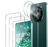 Xunzii 3 Pièces Verre Trempé pour Realme 12 Plus/Realme 12+ 5G/Realme 12 4G (No 5G) avec 3 Pièces Caméra Arrière Protecteur, Dureté 9H Film Protection écran en sans Bulles, Ultra HD Film Vitre Trempé
