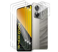 Xunzii 3 Pièces Verre Trempé pour Xiaomi Poco M7 Pro 5G avec 3 Pièces Caméra Arrière Protecteur, Dureté 9H Film Protection écran en sans Bulles, Ultra HD Film Vitre Trempé