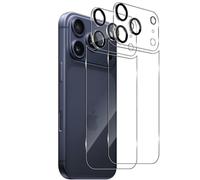 Xunzii Arrière Verre Trempé Compatible avec iPhone 17 Pro Max 6.9", avec Caméra Protecteur [2 + 2 Pièces], Ultra Résistant Film en Arrière Protection écran Dureté 9H Glass Protege Appareil Photo