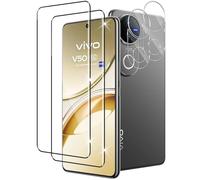 Xunzii Verre Trempé pour VIVO V50/V50E 5G, 2 Pièces 3D Film Protection écran et 2 Pièces Caméra Arrière Protecteur, Films Protector Ultra Resistant Vitre Protège Écran