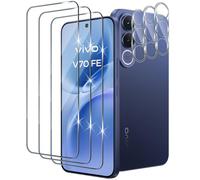 Xunzii Verre Trempé pour VIVO V70 FE Protection Ecran, 3 Pièces Protection écran avec 3 Pièces Caméra Arrière Protecteur, Dureté 9H Glass Anti Rayures Sans Bulles Film Vitre Trempé
