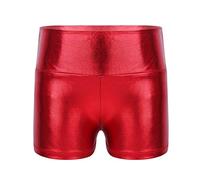 XUNZOO Bermuda Cuir Vernis Fille Enfant Short de Danse Gymnastique Legging Court Sport Pantalon Short de Yoga Gym Fitness Jogging Sportswear Rouge 7-8 Ans