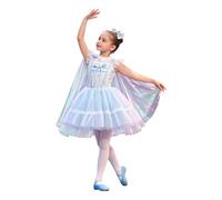 XUNZOO Fille Robe De Fête Robe Danse avec Ailes d'ange De Ballet pour Filles Ballet pour Tout-Petits Danse Filles Rose Leotard De Cha Cha Bleu Clair 4-5 Ans