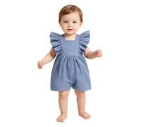 XUNZOO Nouveau Né Combinaison Corporelle Bleu Travail en Coton Lin Combinaisons D'Été Combinaison Uni pour Vêtements D'Été en Une Pièce Boho Bleu 2-3 Ans