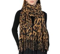 XuoAz Écharpe d'hiver pour femme - Imprimé léopard - Châle cachemire - Chaud - Longue écharpe épaisse, jaune, Melium