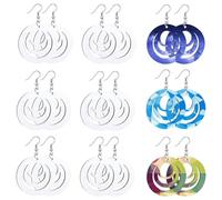 Xuodawer 60set Boucles d'oreilles Vierges par Sublimation Transfert de Chaleur Crochets de Sublimation Boucles d'oreilles Creuses Rondes Boucles d'oreilles en Bois Inachevé