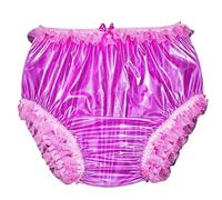 XUOUP Culotte Transparente en PVC, sous-vêtements Incontinence, Bordée De Dentelle, Silencieuse, Imperméable, Anti-Taches, pour Soirées Costumées, Rendez-Vous GalantsPink,L