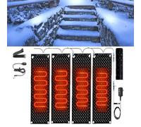 XUPBEHJO Tapis de déneigement for escaliers extérieurs - Tapis en Caoutchouc antidérapant for Le déneigement Hivernal avec Cordon d'alimentation(40x120cmx4Pcs)