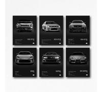 XUPUE JDM Lot de 6 affiches d'art murales japonaises pour chambre de garçon et salon, style sans cadre, 20 x 30 cm (noir)