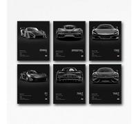 XUPUE Mclaren - Lot de 6 affiches murales pour murs de voiture, Mclaren Senna Speedtail 720S P1 765LT - Sans cadre - 20 x 30 cm