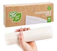 XupZip Eco Life Sac à sandwich biodégradable à fermeture éclair, 100% compostable, Sacs de rangement d’aliments avec joint hermétique, sans BPA, Sac polyvalent pour congélateur - 40