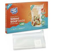 XupZip Sac à soupe transparent, sacs à congélation robustes, double joint hermétique, onglet verseur facile, debout pour les aliments, réutilisables pour l’entreposage des soupes, 500 ml - 20 sacs