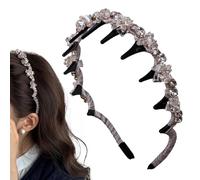 XUQEAYWD Bandeau tressé pour femme - Large bandeau rétro antidérapant avec perles - Accessoire décoratif pour cheveux pour filles et femmes - Pour la maison, les mariages, les festivals