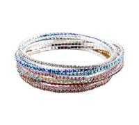 XuQiZZpp Bracelet élégant en strass multicouches avec perles de cristal colorées pour fêtes et célébrations, One Size, Comme décrit