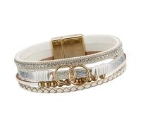 XuQiZZpp Bracelet en cuir tressé multicouche réglable avec chaîne de main pour femme, One Size, Comme décrit