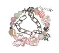 XuQiZZpp Bracelets à double couche en acrylique pour femme - Avec pendentif en forme de nœud - Style hip-hop - Réglable - Bijoux pour homme