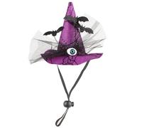 XuQiZZpp Chapeau de sorcière tendance en forme de chats avec cordon de menton extensible pour chiens de petite taille, Halloween, carnaval, cosplay, animal de compagnie pour petits chiens en plein air