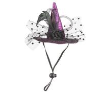 XuQiZZpp Chapeau de sorcière tendance en forme de chats avec cordon de menton extensible pour chiens de petite taille, Halloween, carnaval, cosplay, animal de compagnie pour petits chiens en plein air