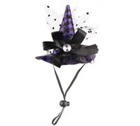 XuQiZZpp Chapeau de sorcière tendance en forme de chats avec cordon de menton extensible pour chiens de petite taille, Halloween, carnaval, cosplay, animal de compagnie pour petits chiens en plein air