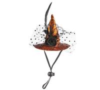 XuQiZZpp Chapeau de sorcière tendance en forme de chats avec cordon de menton extensible pour chiens de petite taille, Halloween, carnaval, cosplay, animal de compagnie pour petits chiens en plein air
