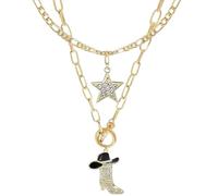 XuQiZZpp Collier avec pendentif cowboy en acier inoxydable - Plusieurs longueurs - Accessoire de mode pour tenue décontractée ou formelle