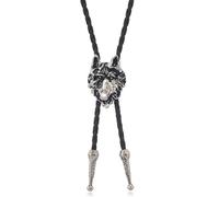 XuQiZZpp Cravate Bolo en cuir avec pendentif tête de loup et cowboy - Collier western - Bijoux fantaisie - Chaîne en cuir synthétique, One Size, Comme décrit, Comme décrit.