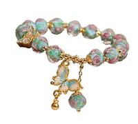 XuQiZZpp Élégante perle en verre avec breloque papillon pour femme à la recherche d'une beauté naturelle et confortable, taille unique, Comme décrit