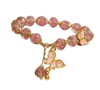 XuQiZZpp Élégante perle en verre avec breloque papillon pour femme à la recherche d'une beauté naturelle et confortable, taille unique, Comme décrit