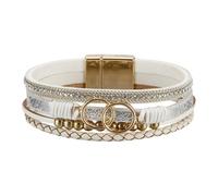 XuQiZZpp en cuir tressé multicouche moderne avec perles de cuivre, breloque bohème réglable pour femmes, chaîne de poignet multicouche à la mode