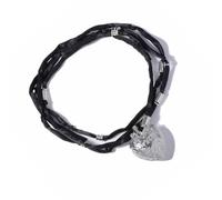 XuQiZZpp Long collier élégant en corde noire avec pendentif en forme de cœur gravé - Accessoires faits à la main pour femme à porter au quotidien