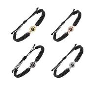 XuQiZZpp Lot de 4 bracelets de projection gravés en pierre pour anniversaire, anniversaire de mariage, bijoux uniques pour mère et père