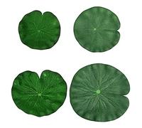 XuQiZZpp Lot de 4 feuilles flottantes artificielles en mousse avec décorations vertes pour étang à poissons et aquarium