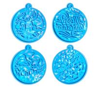 XuQiZZpp Lot de 4 moules à suspendre en résine pour décoration d'arbre de Noël, porte-clés, pendentif, fournitures de fabrication de bijoux