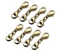 XuQiZZpp Lot de 8 fermoirs mousquetons à double extrémité pour collier - Raccourcisseurs de bracelet - Extension de chaîne - Connecteur double griffe