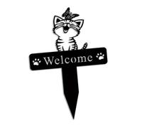 XuQiZZpp Panneau de bienvenue pratique en fer pour une utilisation en extérieur dans les jardins et les cours, accessoires de sculpture de chat soudé délicat