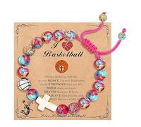 XuQiZZpp Pendentif crucifix tressé sur le thème du football/baseball/basket-ball pour homme et femme en cristal synthétique, taille unique, Comme décrit