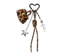 XuQiZZpp Porte-monnaie à la mode motif léopard avec breloque étoile interchangeable pour un style personnalisé