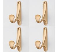 XUQQU 4 Pièces Patère Murale,Vintage Crochets Mural Muraux Double Manteaux Patères Coat Hooks,Rétro Crochet Porte Manteau Métal, Pour Porte Manteau Salle De Bain Cuisine(Gold)