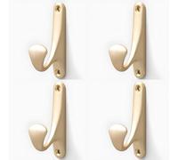 XUQQU 4 Pièces Patère Murale,Vintage Crochets Mural Muraux Double Manteaux Patères Coat Hooks,Rétro Crochet Porte Manteau Métal, Pour Porte Manteau Salle De Bain Cuisine(Champagne)
