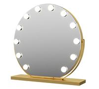XUQQU Miroir De Courtoisie Semi-Circulaire avec Éclairage, Miroir De Courtoisie pour Dressing Et Chambre, Miroirs De Table Hollywood À LED, Éclairage 3 Couleurs, Rotation À 360°(Gold,50cm/19.6in)