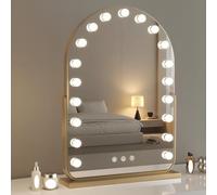 XUQQU Miroir De Maquillage en Arc avec Éclairage, Miroir De Table À LED, Miroirs De Courtoisie Hollywood Éclairés, 3 Modes De Couleur, Lumière Réglable, Rotation À 360°(Gold,32 * 44cm/12.5 * 17.3in)