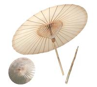 XUQQU Parasol Japonais Chinois Artisanal, 40 Baleines en Bambou et Papier Huilé, Protection UV Imperméable, Ombrelle Vintage Asiatique pour Mariage Danse Cosplay Jardin Plage(Apricot,250CM/8.2FT)