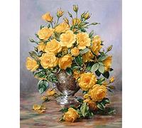 XURAN Peinture Diamant Plein Drill Jaune Bouquet de Fleur Bricolage Diamant Peinture Point de Croix Broderie Décoration de Maison 40cm×50cm