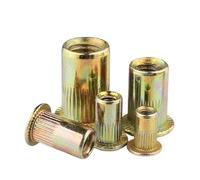 Xuro Écrou à rivet fileté à tête plate borgne en acier au carbone zingué M3 M4 M5 M6 M8 M10 M12, écrou à riveter moleté(M4 x 50picecs)